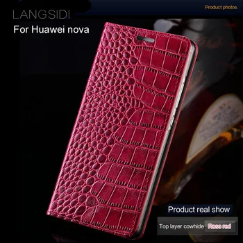 Lüks marka telefon kılıfı hakiki deri timsah Düz doku telefon kılıfı Için Huawei nova el yapımı telefon kılıfı 15