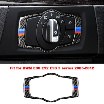 Karbon Fiber Araba Far Anahtarı Düğmesi krom çerçeve Trim Araba İç Sticker BMW 3 Serisi İçin E90 E92 E93 Aksesuarları 16