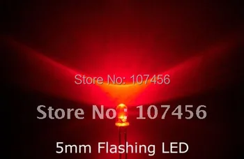 1000 adet / grup 5mm yanıp sönen Kırmızı LED (5000mcd) 5mm ışık yayan diyot 5mm yanıp sönen kırmızı led su şeffaf lens led lamba 7