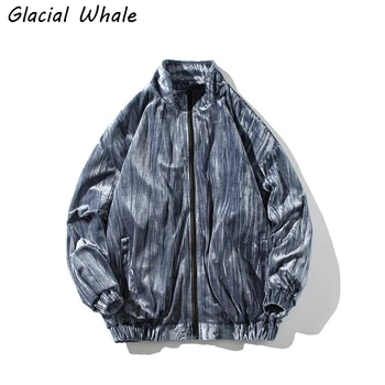 GlacialWhale Erkek Kadife Ceket Erkekler Kış Yeni Düz renk Rüzgarlık Ceket HipHop Streetwear Erkek Balıkçı Yaka Ceketler Erkekler İçin 5