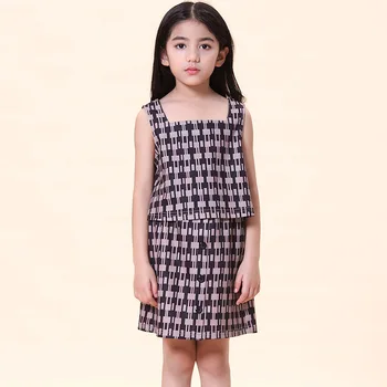 Kızlar Ekose Etekler Set Bebek Yaz Zarif Elbise İki Adet Tank Tops Çocuk Kız Kıyafetler 5 6 8 10 yıl 11