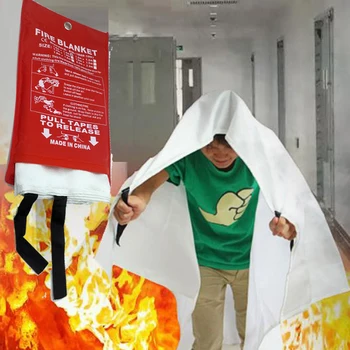 1.5 M x 1.5 M yangın battaniyesi Fiberglas Yangın Alev Geciktirici Acil Survival yangın barınağı emniyet kapağı Yangın acil durum battaniyesi 5