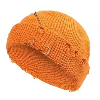 Kış Harajuku Kadın Skullies Örme Moda Sıcak Kalın Şapka Sonbahar Hip Hop Kasketleri İğne Deliği Takke Kısa Şapka Unisex Temel Kap 8