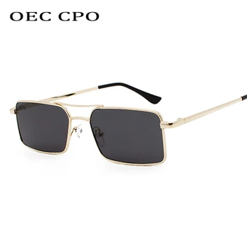 OEC CPO Küçük Kare Güneş Gözlüğü Erkekler Retro Gri Gözlük Vintage Gözlük Metal Moda Shades UV400 Vintage Gözlük O217