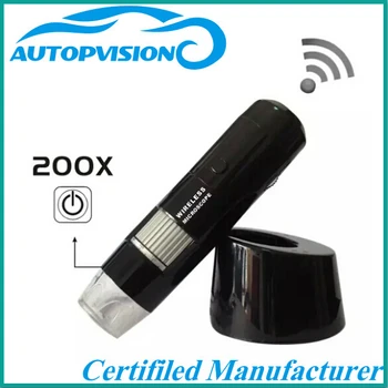 M20WL 2.4 GHz Kablosuz Dijital Mikroskop Taşınabilir 5X-200 X 8 30 M Piksel Sensörü Destek Windows XP Vista Win 7 Siyah LED  10