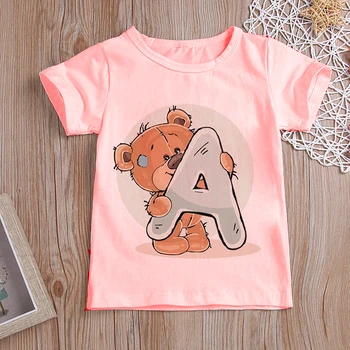 2021new Çocuk Kız T Shirt Yaz Bebek Erkek Ayı Mektup Üstleri Toddler Tees Giysileri Çocuk Giyim kısa Kollu T-shirt Yaz 17
