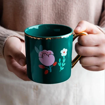 Yaratıcı Düzensiz Seramik Kahve Fincanı Altın Saplı El Yapımı Çömlek çay bardağı Seyahat Mutfak Sofra İskandinav Ev Kahve Fincanı 12