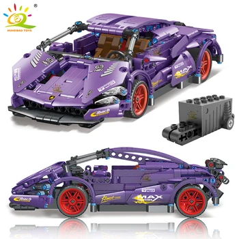 HUIQIBAO 465 ADET Şehir Yarış Spor Araba Modeli Yapı Taşları Set Teknik Tuğla Geri Çekin Araç eğitici oyuncak Çocuklar için 8