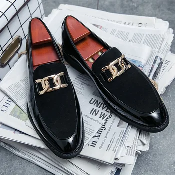 Patent deri ayakkabı Erkekler İçin erkek ayakkabıları Moccasins Erkek Elbise Gerçek Deri Rahat Erkekler Resmi Lüks Moda Yaz Loafer'lar 5