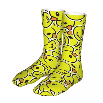 Karikatür Sarı Ördek Desen Çorap Erkekler Kadınlar Komik Mutlu Çorap Çılgın İlkbahar Yaz Sonbahar Kış Çorap Hediye 2