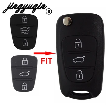 jingyuqin 3 Düğmeler Yeni Yedek Lastik Pedi Çevirme Katlanır Araba Uzaktan Anahtar Kabuk Hyundai İ30 İX35 Kia K2 K5 anahtar kapağı kılıfı 10
