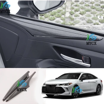 Karbon fiber Araba İç Kapı Kolu Paneli masası örtüsü Trim Garnish Şeritler Sticker 2 adet / takım Toyota Avalon 2019 2020 İçin 1