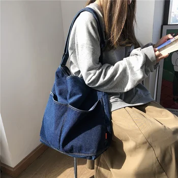 Yeni kadın askılı omuz çantası Moda Yeni Trend askılı çanta Düz Renk Kot Çanta kadın Çantası 2022 5