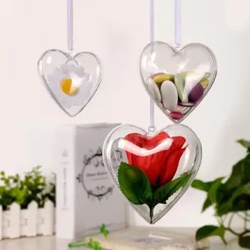 5 Adet / takım Temizle Şeker Kutuları Romantik yılbaşı dekoru Kalp Topu Yılbaşı Ağacı Şeffaf Top Açabilirsiniz Plastik Biblo Süsleme 13