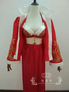 2012 LOL Ahri Cosplay Kostüm Dokuz Kuyruklu Tilki Cosplay Elbise 5