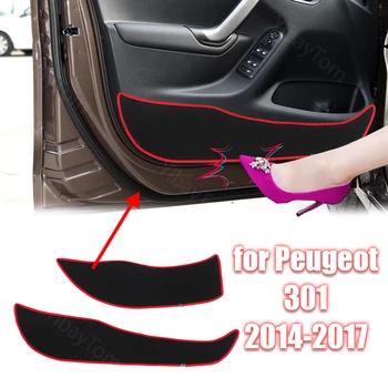 Yüksek Kaliteli Yan kenar koruyucu Polyester Halı Aksesuarları Peugeot 301 2014-17 için Koruyucu Mat Araba Kapı Anti Kick Pad Sticker 9