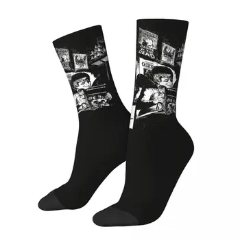 Komik Çılgın varis çorabı Erkekler için Siyah Hip Hop Vintage Creepshow Billy 1982 Korku Filmi Mutlu Desen Baskılı Erkek Ekip Çorap 6