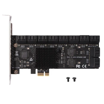H052 PCIE1X SATA III 20-Port Genişleme Kartı SATA 3.0 6Gbps Dönüştürücü Kartı Destekler Büyük Kapasiteli sabit diskler ve Ssd'ler 12