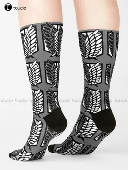 Titan Özgürlük Kanatları Minimalist Logo Sanat Sembolü Çorap erkek çorabı Siyah 360° Dijital Baskı Hd Yüksek Kaliteli Harajuku 8