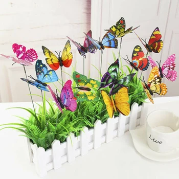 Dekorasyon Bahçe Kelebekler 100 adet 4cm DIY Peri Dekor Bahçe Dekor Ev Süsleme Pot Açık PVC Marka Yeni 18