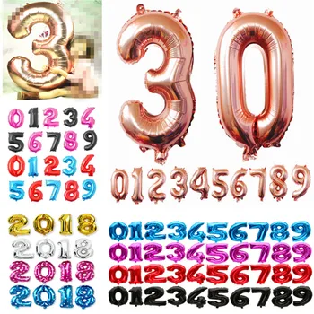 40 inç 0-9 Dijital Folyo Balon Mutlu Doğum Günü Partisi Dekorasyon Çok Sayıda helyum balonları Düğün yıldönümü dekoru Malzemeleri 12