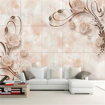 Özel 3D Etkisi Modern Moda Fotoğraf Duvar Kağıdı Oturma Odası Yatak Odası Duvar Duvar resmi Avrupa Romantik bir Mermer Duvar Karoları Masaüstü  5