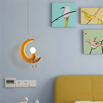 Modern reçine kolye ışık İskandinav yaratıcı ay Hanglamp çocuk odası için sıcak dekor ışık oturma odası dekorasyon avizeler 1