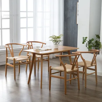 Katı ahşap yemek sandalyeleri İskandinav Yatak Odası LeisureArmchair Yaratıcı Giyim Mağazası Arka Soyunma Oturma Odası Mobilya LQQ116YH 3