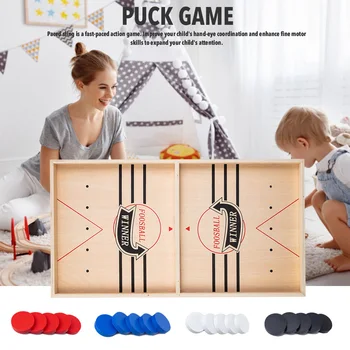 Yeni Puck Oyunu Hızlı Sling Ahşap Dayanıklı Hava Hokeyi Kurulu Oyunu Oyuncak Ebeveyn-çocuk İnteraktif Oyun Satranç Prop 6