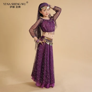 Oryantal Dans Elbise Bollywood Hint Oryantal Dans Kostümleri Çocuklar için 7 adet Çocuk Seksi Oryantal Dans Giyim Oryantal Dans Sahne için 18