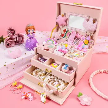 Çocuk parti Güzellik kız oyun evi oyun giyinmek prenses depolama makyaj kutusu kız doğum günü hediyesi kutusu oyuncak 18