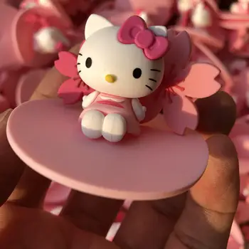 Hello Kitty KT Kedi Pembe Çiçekler Sakura Bebek Hediyeleri Oyuncak Modeli Anime Figürleri Toplamak Süsler 12