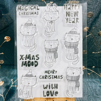 Panalisacraft Noel Kedi Damga Şeffaf Şeffaf Silikon Pullar DIY Scrapbooking / Kart Yapımı / Çocuklar El Sanatları Dekorasyon 7