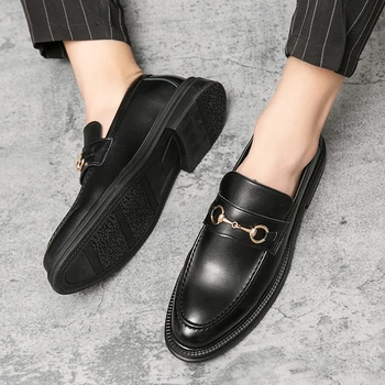 2023 Yeni Erkek Elbise Ayakkabı El Yapımı Tarzı Parti Deri Düğün Ayakkabı Erkekler Flats Deri Oxfords Resmi Ayakkabı Vintage Şık Erkekler 4