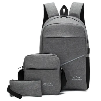 3Pcs Erkek Sırt çantası USB Şarj Erkek Çanta Rahat çok fonksiyonlu Sırt çantaları Erkek Okulu Çanta 3 Setleri Sırt çantaları Gece Yansıtıcı 7