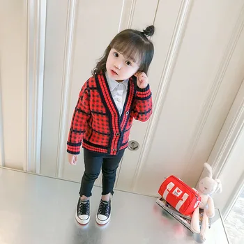 Kızlar hırka yeni sonbahar / kış Sıcak Kore tarzı Çocuk giyim hırka Kız moda ceket kırmızı Ceket çocuklar için TP19041 14