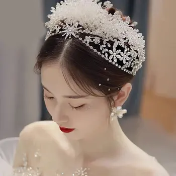 Düğün Taç saç takı Gelin Başlığı Kadın Barok Rhinestone Kristal Tiaras Gelin Parti Taçlar Düğün saç aksesuarları 11