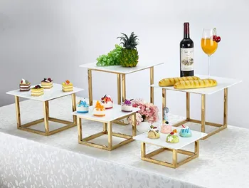 Demir standı akrilik üst cupcake çerez çiçekler tatlı masa ekran tutucu seti düğün pastası standı büfe ziyafet dekor 17