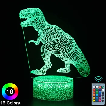 Dinozor LED 3D gece ışıkları dokunmatik uzaktan kumanda yenilik masa masa lambası odası dekor Noel doğum günü hediyesi-No. 991 10