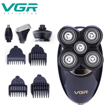 VGR 4in1 elektrikli tıraş makinesi Tımar Kiti ıslak kuru elektrikli erkekler jileti şarj edilebilir USB Sakal Tıraş Makinesi saç temizleme Tıraş Makinesi 11