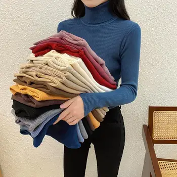 Kadın kazak moda kadın balıkçı Yaka uzun kollu kazak sonbahar Kış Slim-Fit iç çamaşırı üst 14