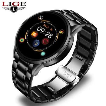 LIGE 2020 Yeni çelik bant akıllı saat Erkekler Kalp Hızı Pedometre Çok Fonksiyonlu Spor Su Geçirmez Smartwatch Spor İzci + Kutu 8