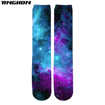 Yeni Moda Erkek 3d Çorap Galaxy Uzay Renkli bulutsusu Baskılı Erkek / Kadın Rahat Düz çorap 03 4