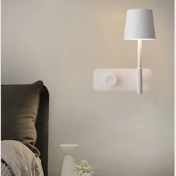 Led duvar Lambası Beyaz Modern Minimalist Yatak Odası Başucu Lambası Güç Anahtarı Düğmesi USB Şarj Sıcak Otel Lampara De Pared Moda 14